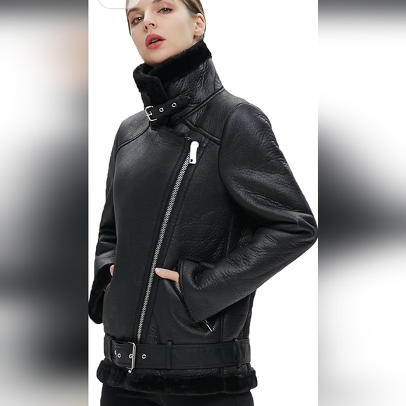 Only fake faux biker style jacket - Picture 1 of 8